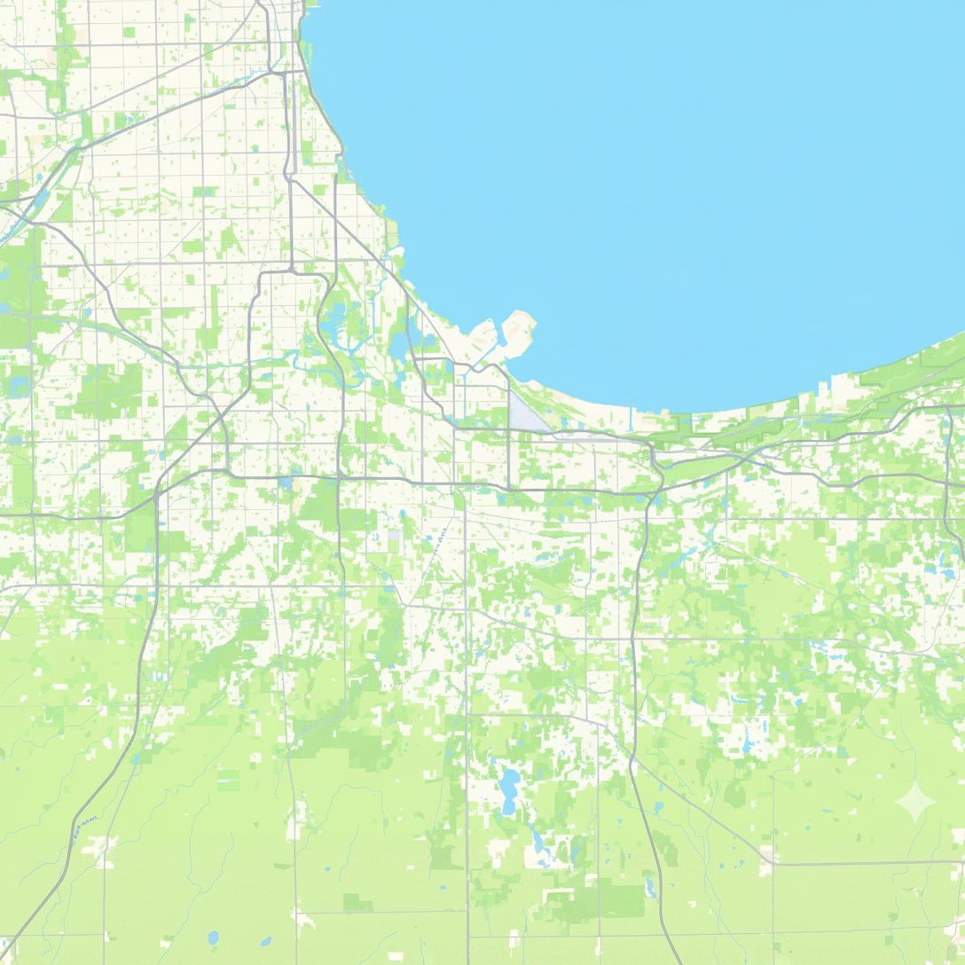 Map of Chicago and Northwest Indiana showing the three MiniGolfHouse locations in Whiting, Munster, and Cedar Lake